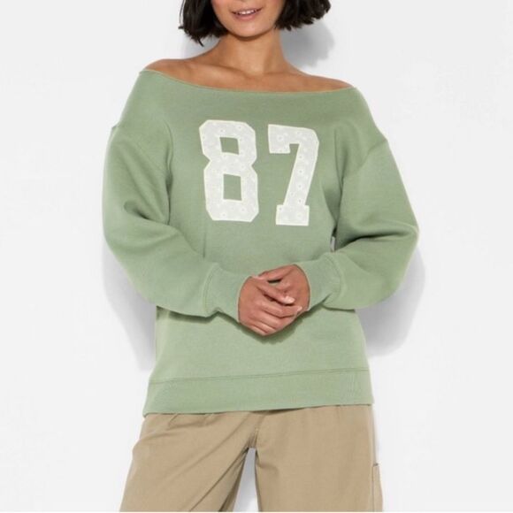 Wild Fable Women's Off-Shoulder Green Sweatshirt, Size XS, NWT - Picture 1 of 9